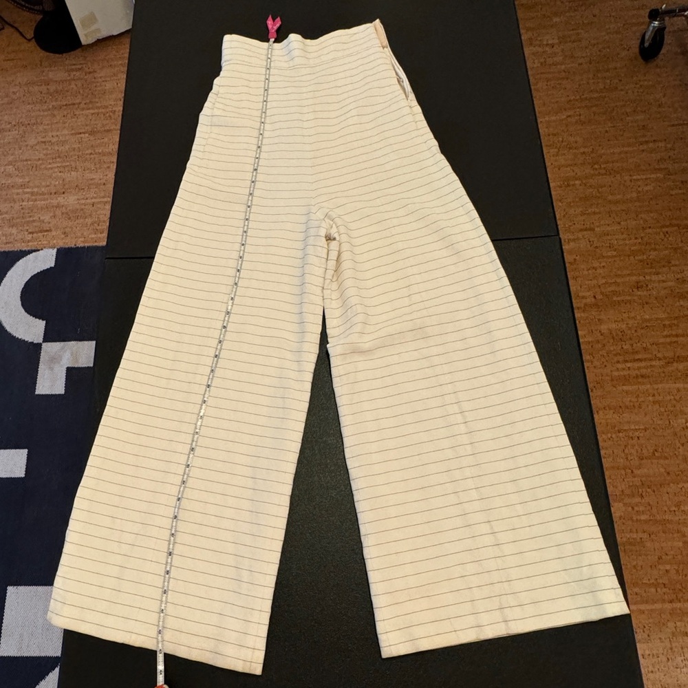 Chloe Cream and Black pinstripe high waisted wide leg pants
